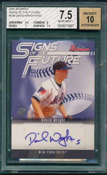 2005 Bowman Signs of the Future, David Wright BVG *Autograph*