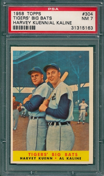 1958 Topps #304 Tigers Big Bats W/ Kaline PSA 7