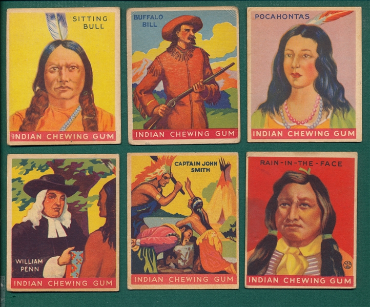 1933 Goudey Indian Gum (6) Card Lot W/ Buffalo Bill & Sitting Bull