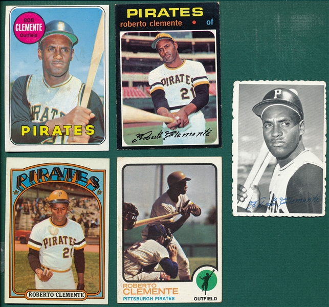 1969-73 Topps Roberto Clemente (5) Card Lot