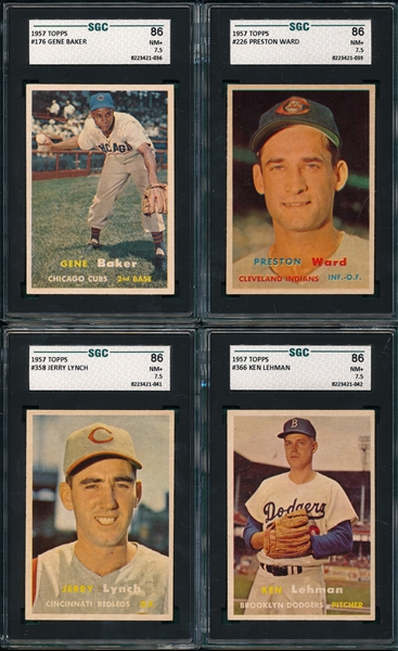 1957 Topps (4) Card Lot SGC 86