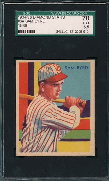 1934-36 Diamond Stars #84 Sam Byrd SGC 70