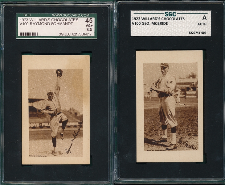 1923 V100 Schmandt & McBride (2) Card Lot SGC