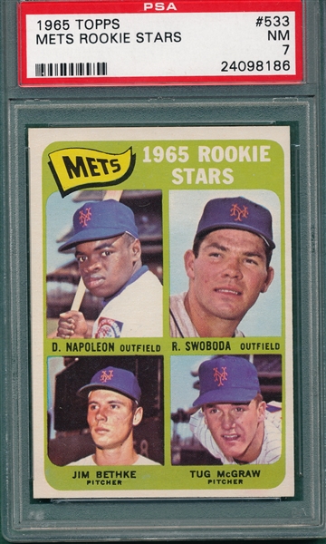 1965 Topps #533 Mets Rookie W/ McGraw PSA 7 *High #*