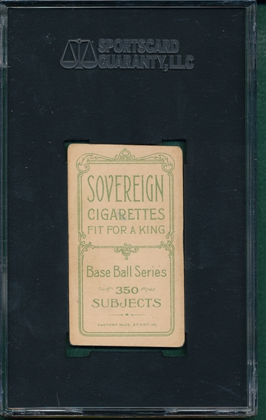 1909-1911 T206 Mullin, Bat Sovereign Cigarettes SGC 45