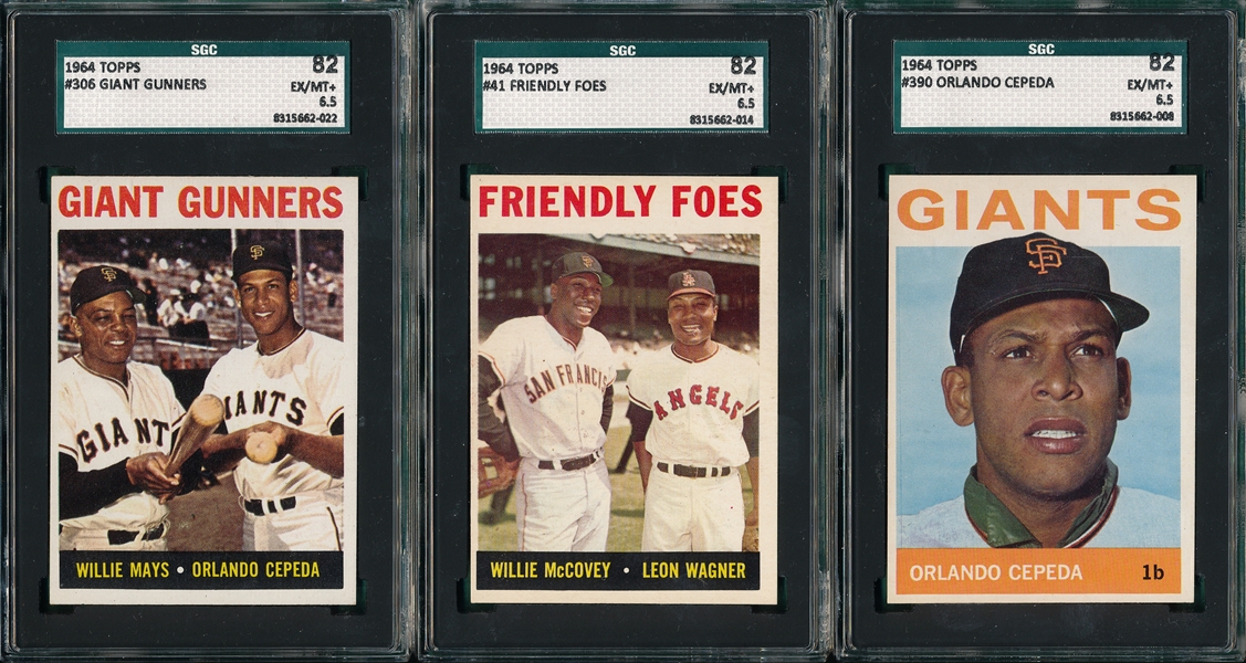 1964 Topps (3) Card Lot of Giants HOfers SGC 82