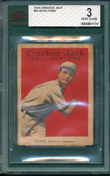 1914 Cracker Jack #83 Russ Ford BVG 3 *Federal League*