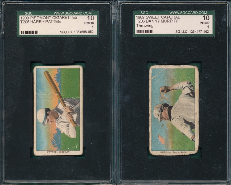 1909-1911 T206 Pattee & Murphy (2) Card Lot SGC 10 *Horizontal*