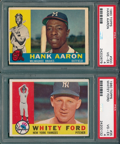 1960 Topps (6) Card Lot W/ Aaron PSA 4