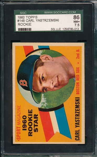 1960 Topps #148 Carl Yastrzemski SGC 86 *Rookie*