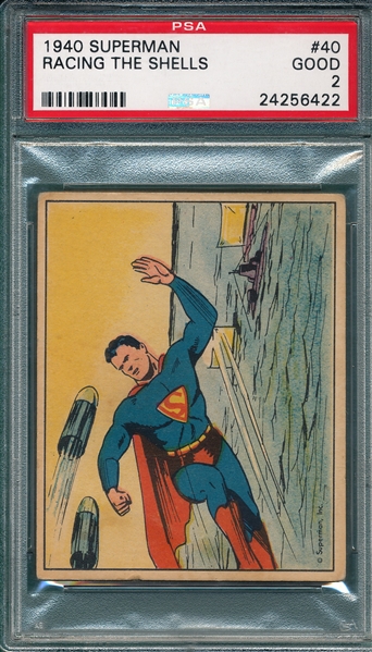 1940 Superman #40 Racing the Shells Gum Inc., PSA 2