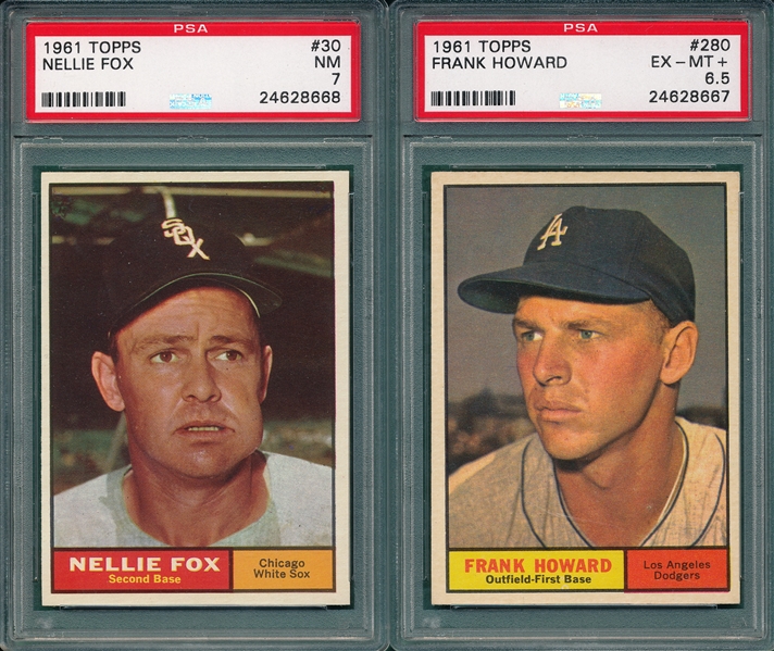 1961 Topps #30 Fox PSA 7 & #280 Howard PSA 6.5 (2) Card Lot
