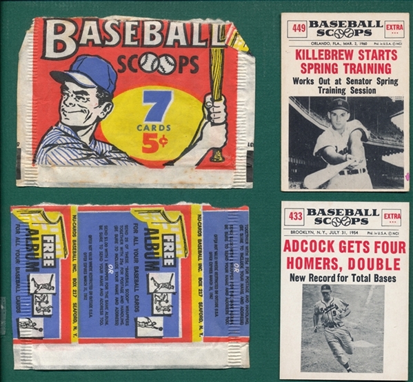 1961 Nu-Card Scoops #436 PSA 8.5 & #472 PSA 8 Plus (3) Wrappers & (6) Cards, Lot of (11) 