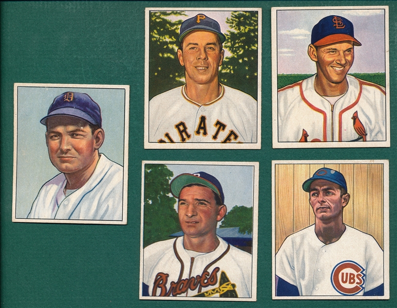 1950 Bowman (5) Card Lot W/ Kell