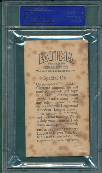 1913 T200 Pittsburgh Pirates Fatima W/ Honus Wagner PSA 3