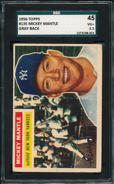 1956 Topps #135 Mickey Mantle SGC 45