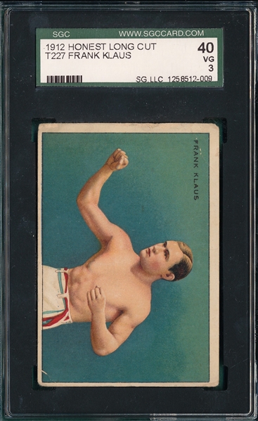 1912 T227 Frank Klaus, Boxer, Honest Long Cut SGC 40