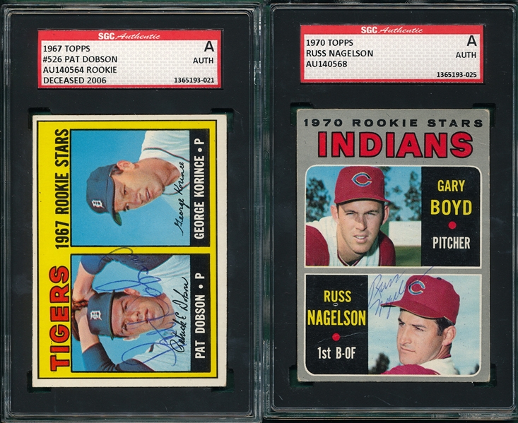 1967/70 Topps Autographed Dobson & Nagelson, Signed (2) Card Lot SGC Authentic 