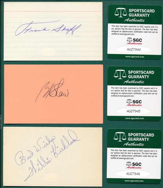 Lot of (12) Autographed Baseball Players, 3 X 5 Cards  SGC Authentic W/ Javier