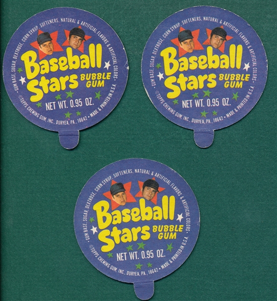 1973 Topps Candy Lids Lot of (3)