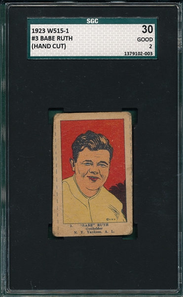1923 W515-1 #3 Babe Ruth SGC 30