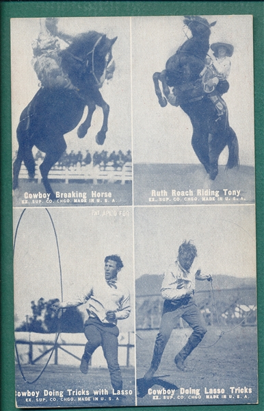 1925 Exhibit 4 on 1 Movie Arcade Cards (4), 1920s 4 on 1 (1), Animals and Actors 4 on 1 (1), Rodeo and Western 8 on 1 (5), Lot of (11)