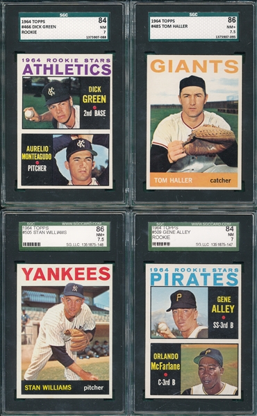 1964 Topps (4) Card Lot W/ Haller SGC 84/86