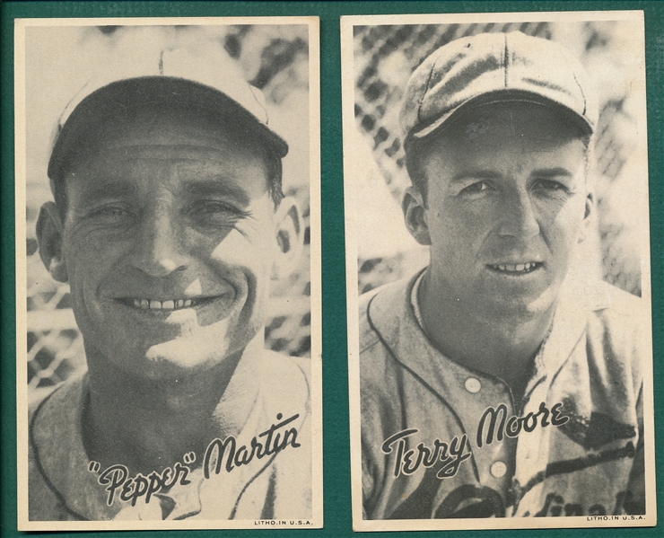 1934 & 38 St. Louis Cardinals Photos W/ Dizzy Dean & (2) 1936 Goudey Wide Pen Pepper Martin & Moore, Type 1, Lot of (4)