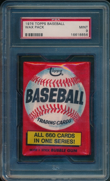 1976 Topps Baseball Unopened Wax Pack PSA 9