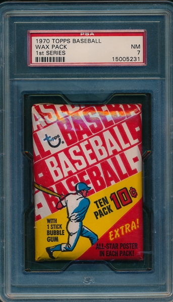 1970 Topps Baseball Unopened Wax Pack, 1st Series PSA 7
