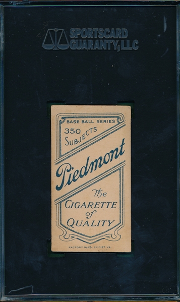 1909-1911 T206 McQuillan, Batting, Piedmont Cigarettes SGC 40