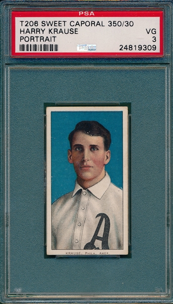 1909-1911 T206 Krause, Portrait, Sweet Caporal Cigarettes PSA 3