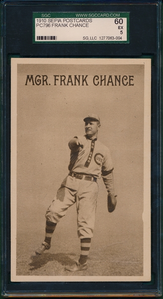 1910 PC796 Frank Chance Sepia Postcards SGC 60