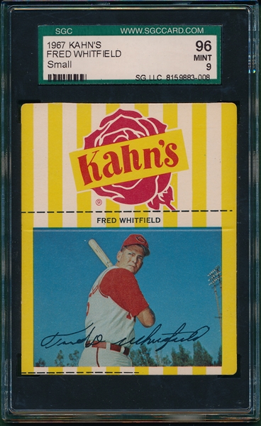 1967 Kahn's Small Fred Whitfield SGC 96 *MINT*