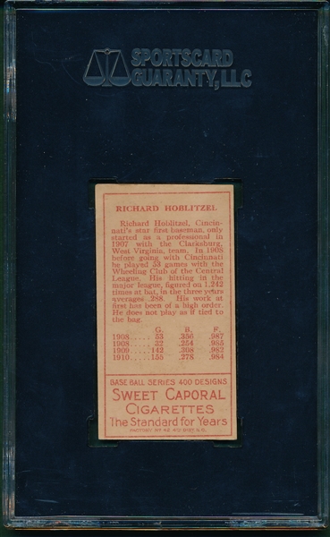1911 T205 Hoblitzel, Name Incorrect, No Cin., Sweet Caporal Cigarettes SGC 70