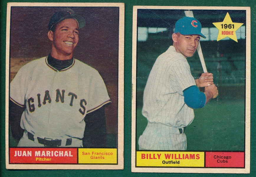 1961 Topps #141 Billy Williams & #417 Juan Marichal, Rookie (2) Card Lot