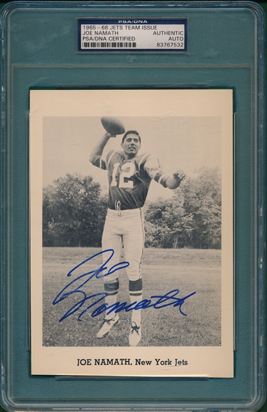 1965-66 Jets Team Issue Joe Namath, Rookie, Signed PSA/DNA Authentic