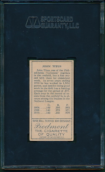 1911 T205 Titus Piedmont Cigarettes SGC 60, Factory  42