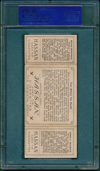 1912 T202 Just Before the Battle, McGraw/ Jennings, Hassan Cigarettes Triple Folder PSA 5