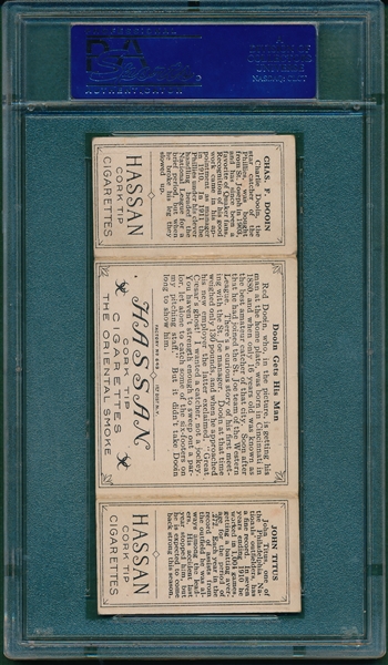 1912 T202 Dooin Gets His Man, Titus/ Dooin, Hassan Cigarettes Triple Folder PSA 3