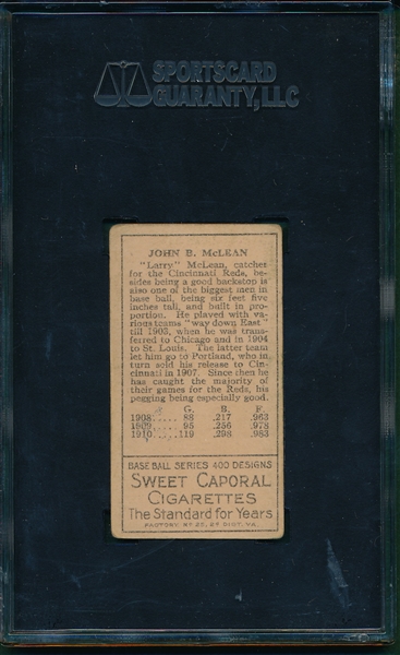 1911 T205 McLean Sweet Caporal Cigarettes SGC 50