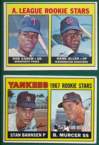 1967 Topps #93 Murcer & #569 Carew, Rookie, High Number, (2) Card Lot