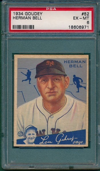 1934 Goudey #52 Herman Bell PSA 6