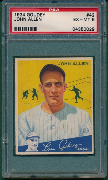 1934 Goudey ##42 John Allen PSA 6