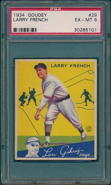 1934 Goudey #29 Larry French PSA 6