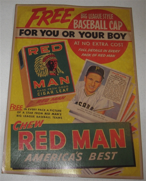 1952/53 Red Man Tobacco (2), 1930s Oh Boy Gum, Goudey Gum & Leaf Gum (2) Advertising Pieces, Lot of (5)
