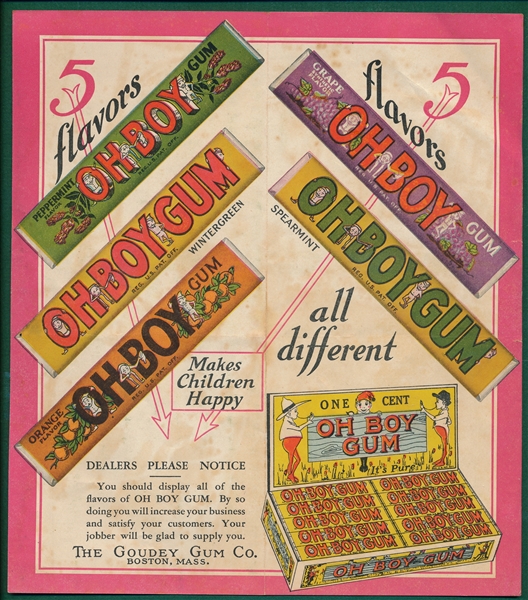 1952/53 Red Man Tobacco (2), 1930s Oh Boy Gum, Goudey Gum & Leaf Gum (2) Advertising Pieces, Lot of (5)