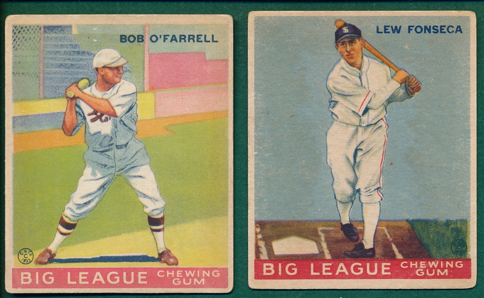 1933 Goudey #34 O'Farrell & #43 Fonseca, (2) Card Lot