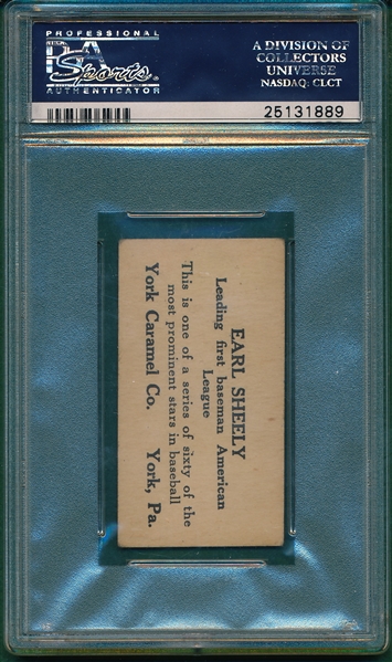 1927 E210 Type 1, #37 Earl Sheely York Caramel PSA 3