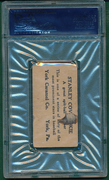 1927 E210 Type 1, #57 Stan Coveleskie York Caramel PSA 1